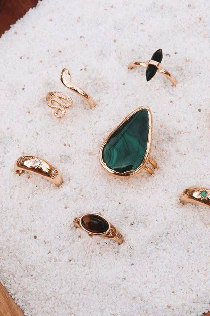 Empress | malachite teardrop ring by Terra Luna Sol