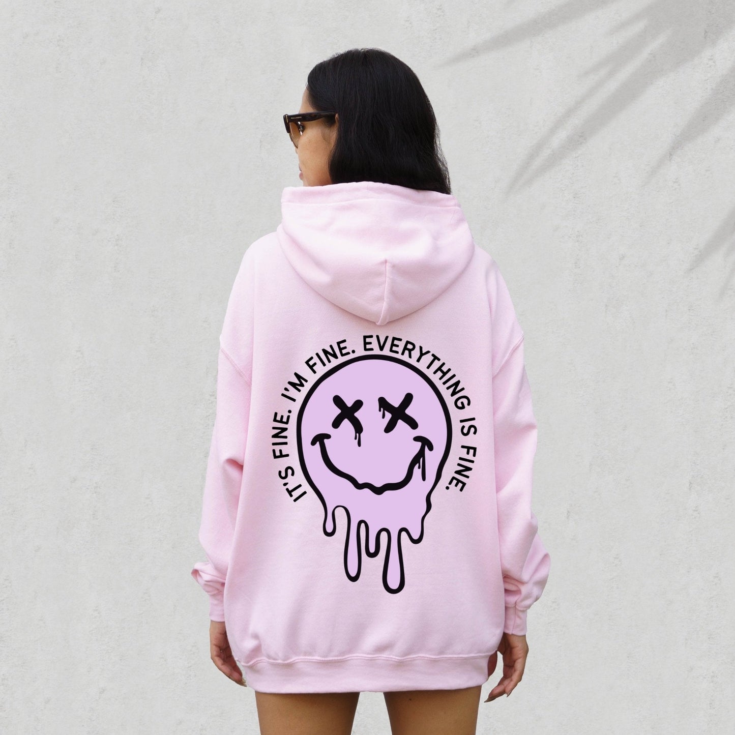 It's Fine Drippy Smiley Hoodie - Pink