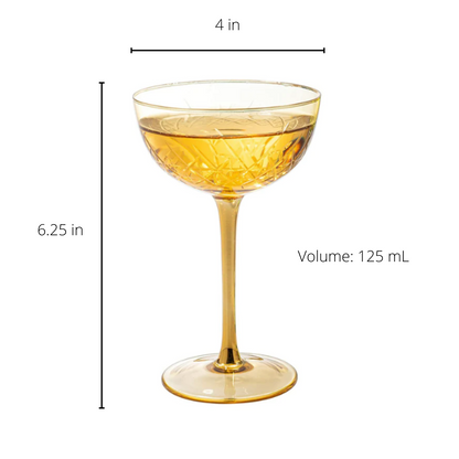 Colored Gold Rim Coupe Glasses 7oz Set of 6