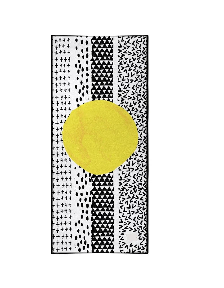 Yoga Towel | Non Slip Silicon Nubs | Absorbent Microfiber | White Black | Yune Yoga | The Jagger - Yune Yoga