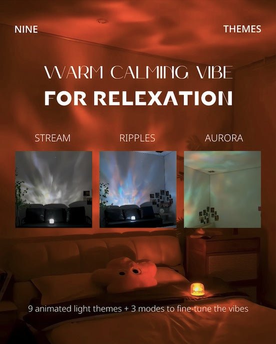 Light Theatre Ambient Projector – Ripple Sunset Aurora Light & Stereo Speaker