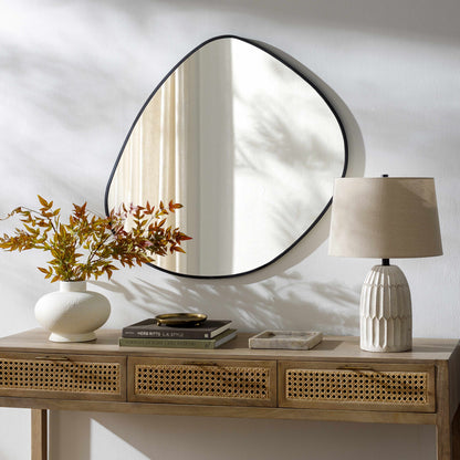 Lochovice Black Distressed Wood Mirror