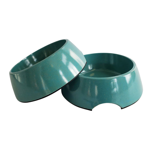 Eco-friendly Biodegradable Bamboo Dog Bowl Teal Blue