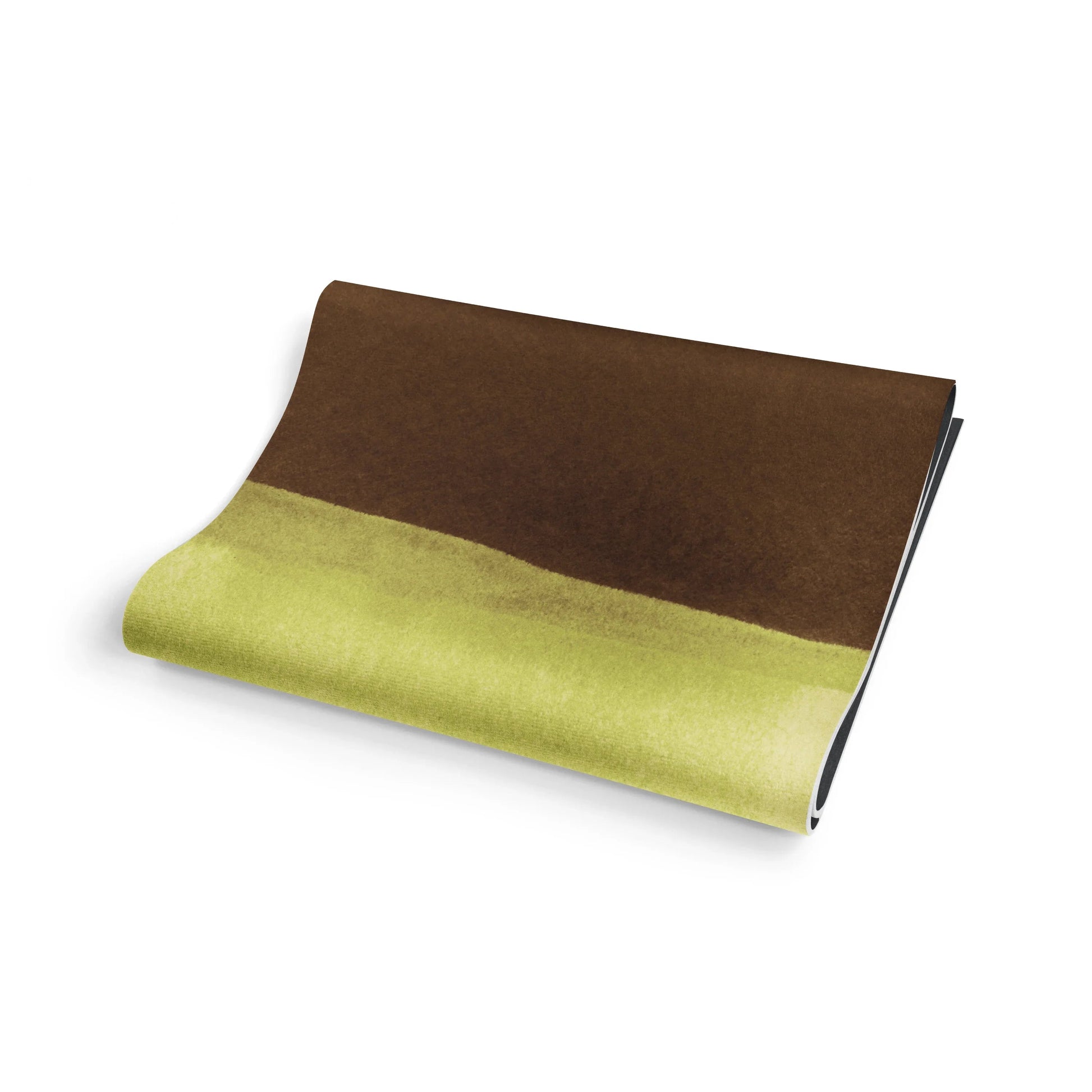 Folded fabric with brown and green gradient on a white background