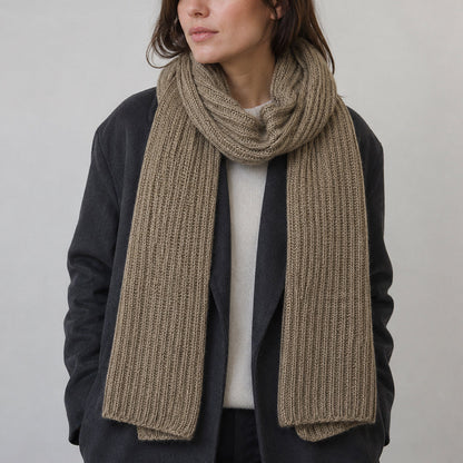 Mocha Ribbed Knit Cashmere Scarf