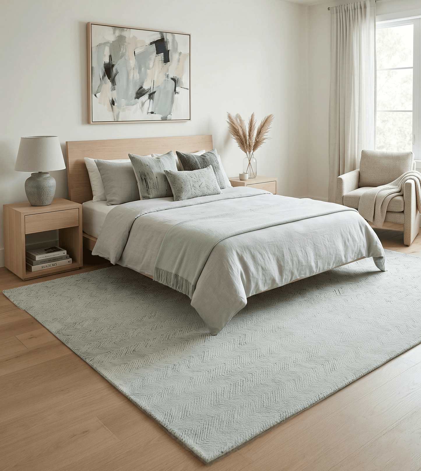 Modern Style Hand Tufted Blue and Ivory Area Rug