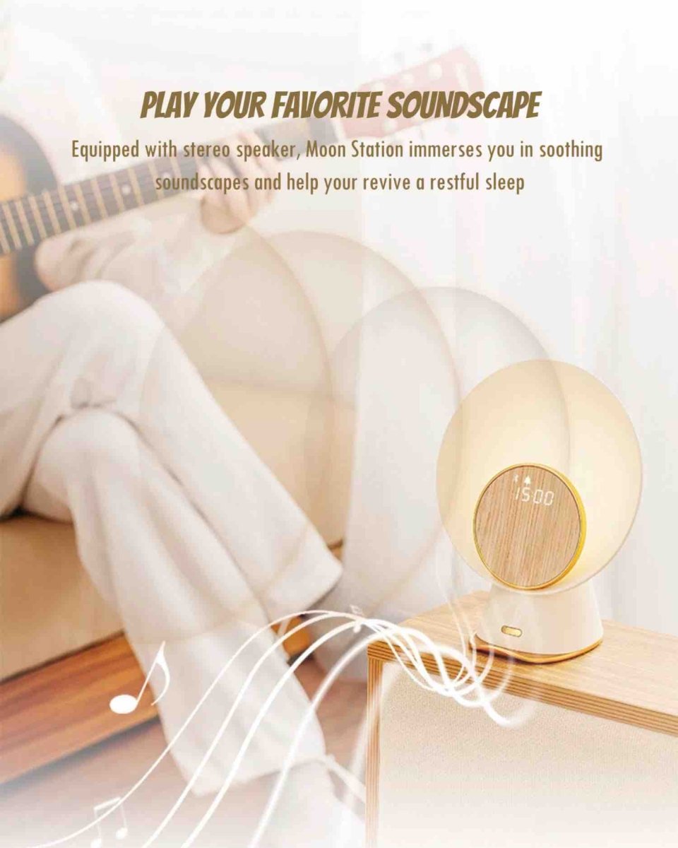 Moon Station 3-in-1 Bedside Lamp – Wireless Charger & Stereo Speaker