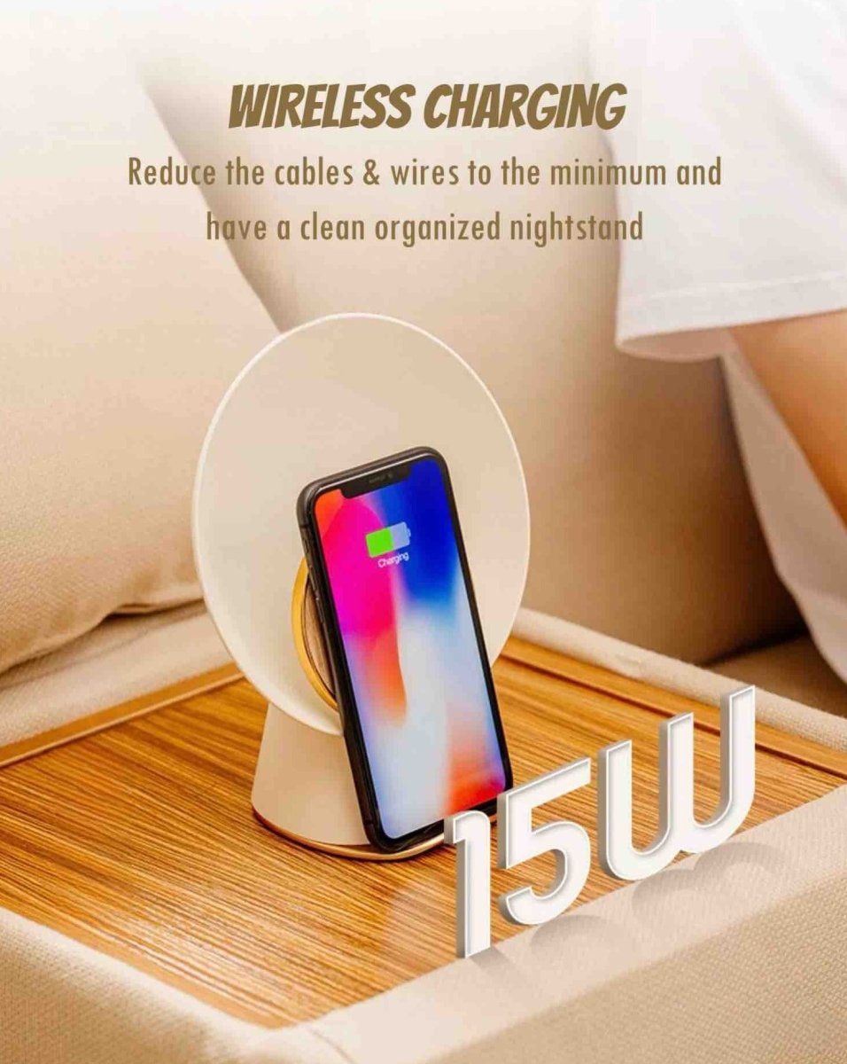 Moon Station 3-in-1 Bedside Lamp – Wireless Charger & Stereo Speaker