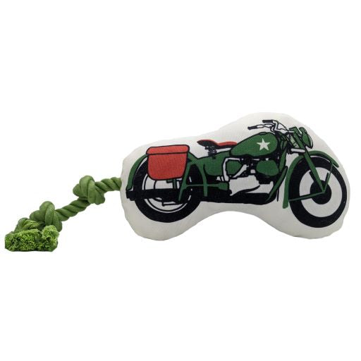 Retro Army Motorcycle Plush Dog Toy