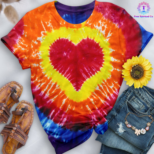 Multicolor Heart Premium Hand-Dyed Comfort Shirt by Free Spirited