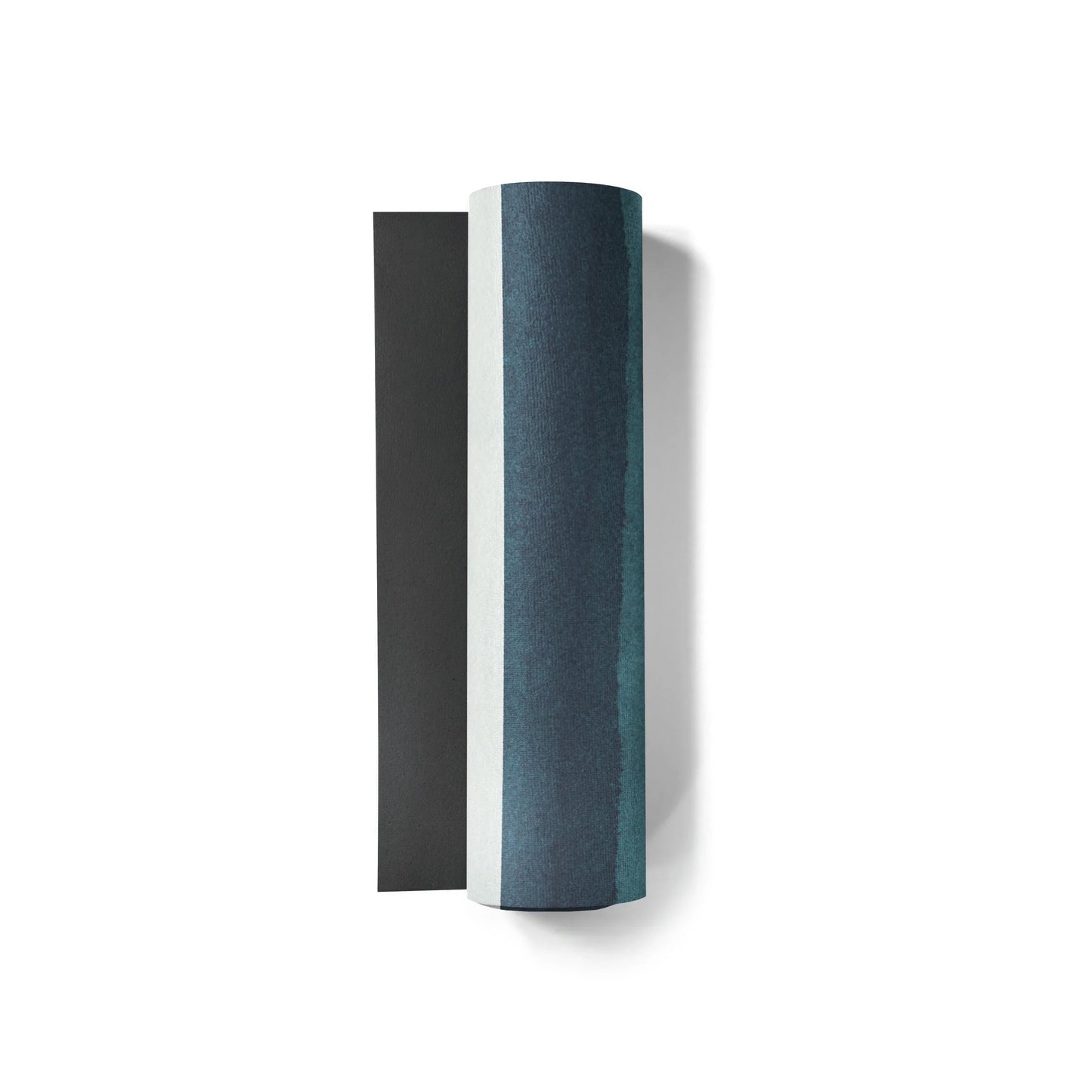 Two cylindrical objects, one black and one blue, on a white background