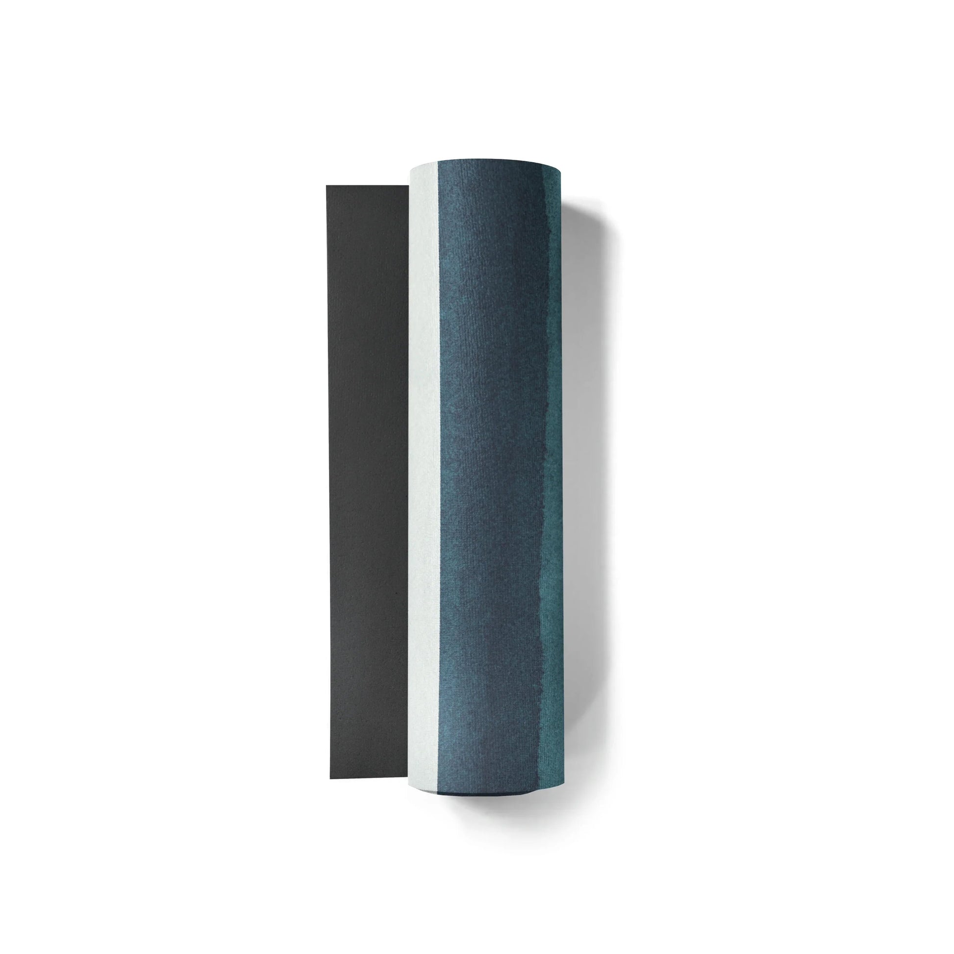 Two cylindrical objects, one black and one blue, on a white background