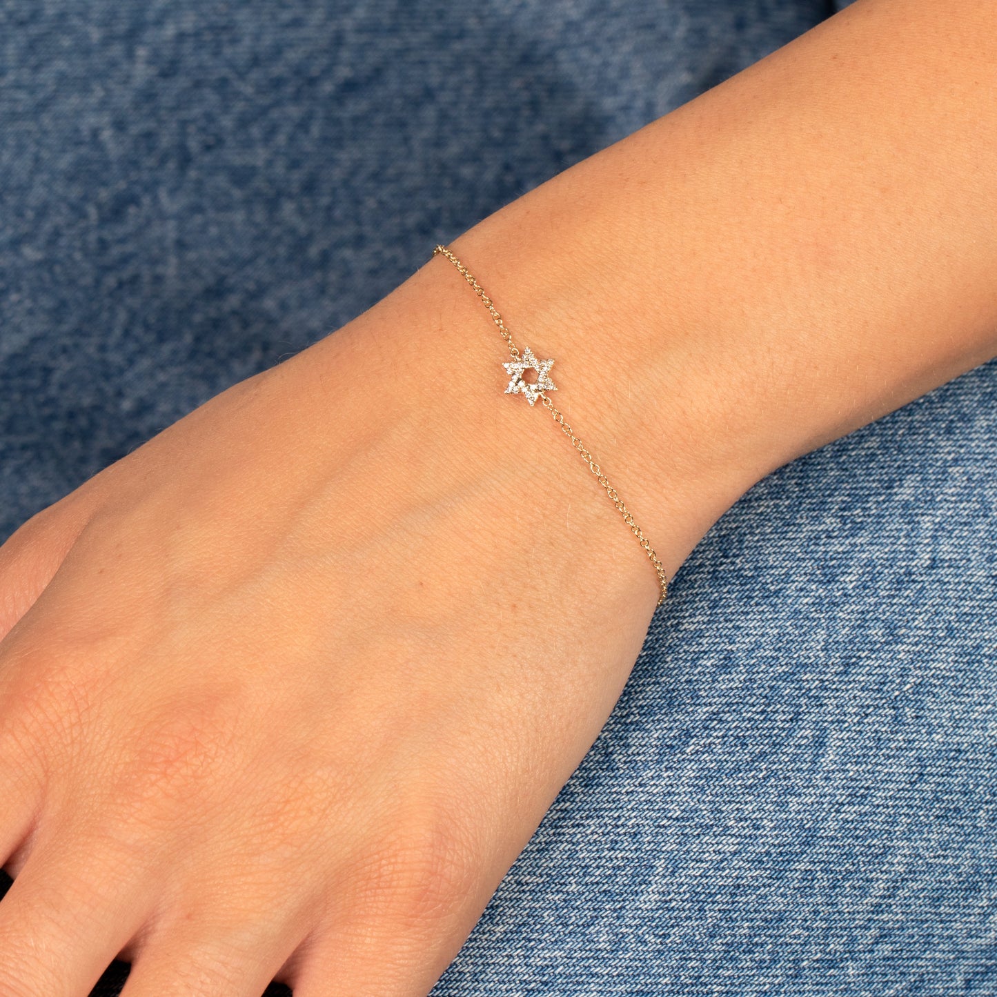  Diamond Pave Star Of David Bracelet 14K - Adina's Jewels
