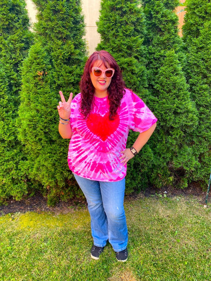 Pink Heart Premium Hand-Dyed Comfort Shirt by Free Spirited