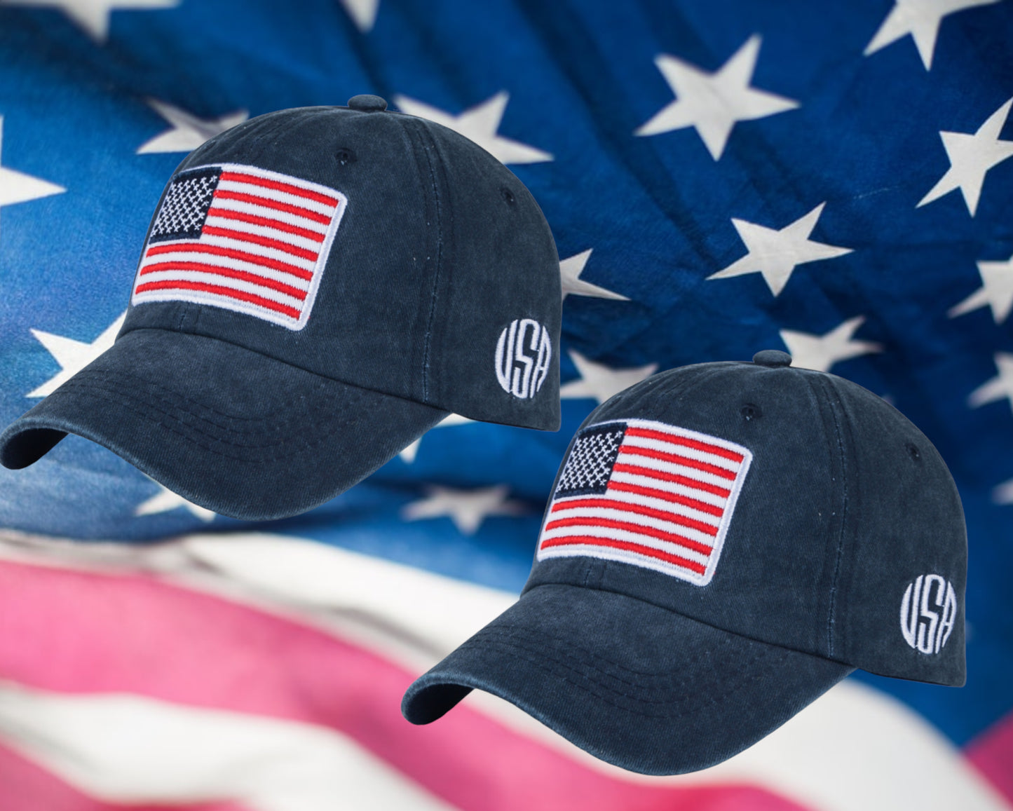 Distressed Denim American Flag Hat