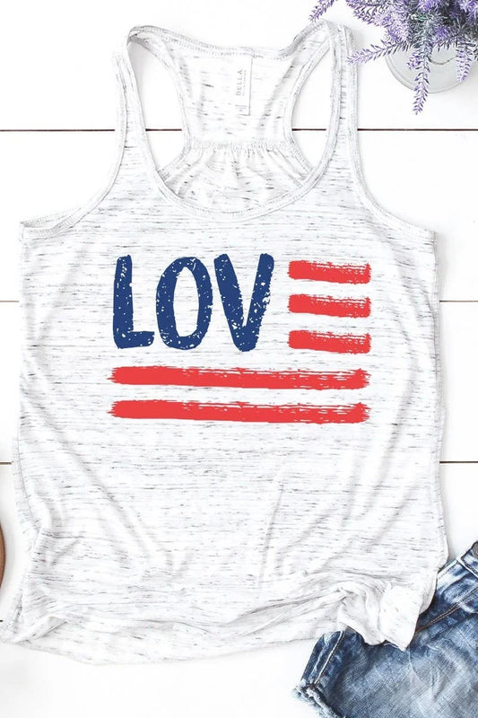 Love American Flag Patriotic Tank Top