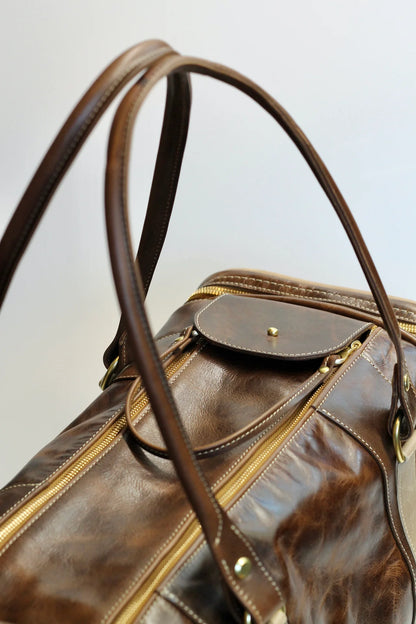 Leather Weekender Duffle Bag