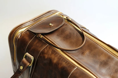 Leather Weekender Duffle Bag