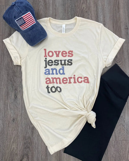 Loves Jesus and America Too T-Shirt