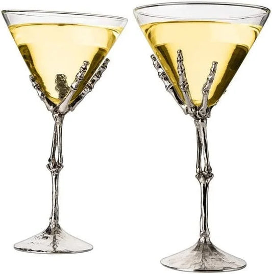 Stemmed Skeleton Martini Glasses Set of 2