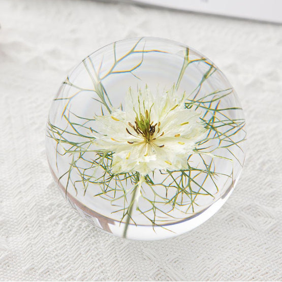 Fennel Flower Crystal Glass Resin Lens Ball 80mm