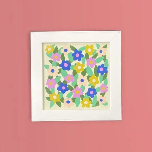 Framed Flower Power Art Print 8"x8"