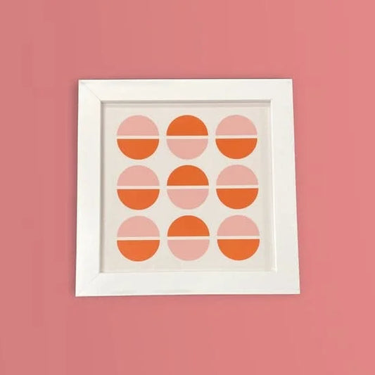 Framed Mod Dots Retro Art Print 10"x10"