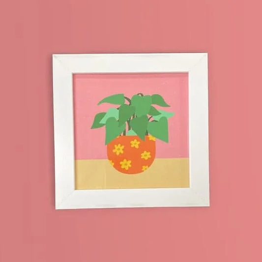 Framed Daisy Pot Square Print 8"x8"