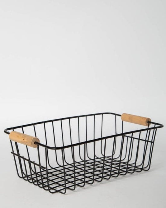 Iron Basket with Wood Handles