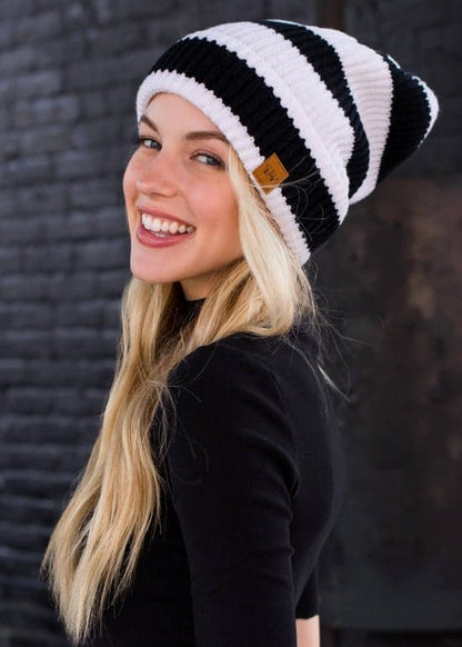 Striped Slouchy Beanie