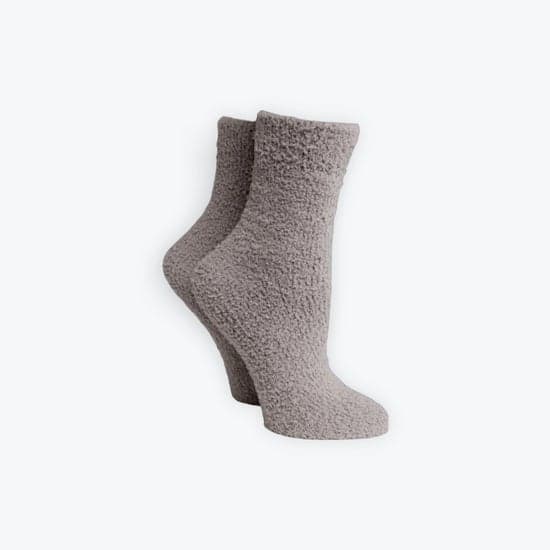 Cozy Taupe Fuzzy Socks - 2 pk