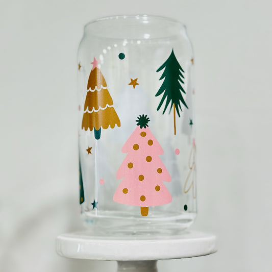 Retro Trees Can Glass Cup