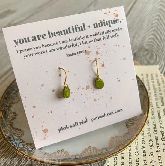 Tiny Olive Drop Earrings