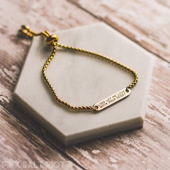 Love with God’s Heart Gold Slider Bracelet