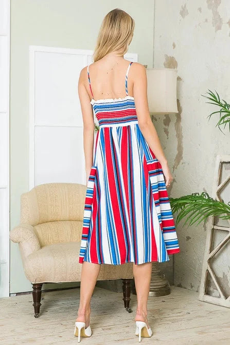 Cut Out Stripe Dress with Pockets