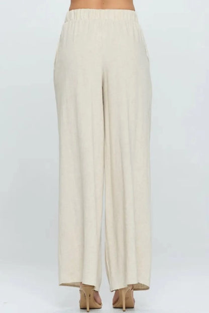 Solid Linen Wide Leg Pants