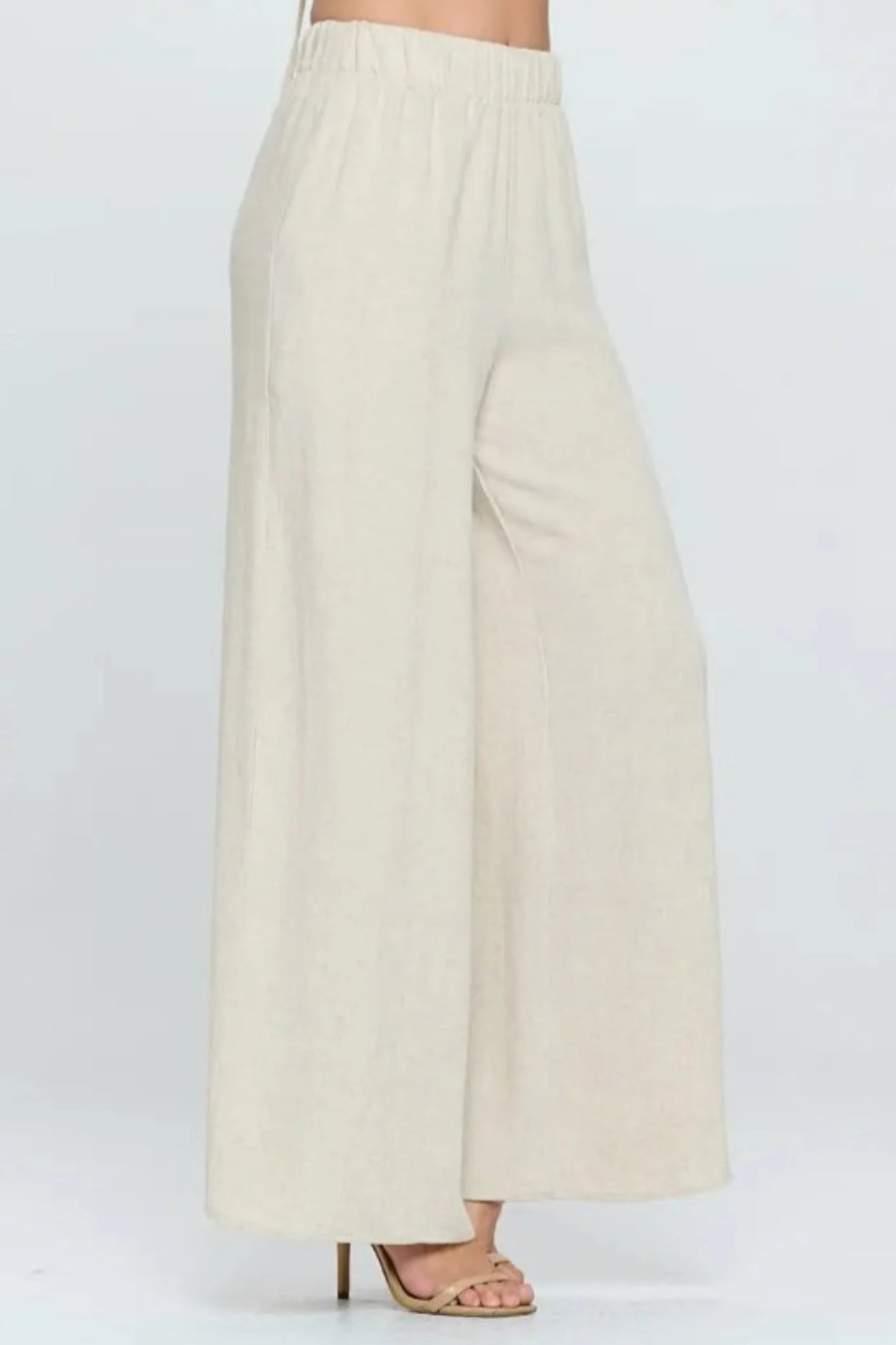 Solid Linen Wide Leg Pants