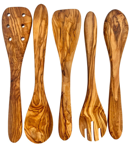 Olive Wood Kitchen Servers Set -5 pcs by Choixe