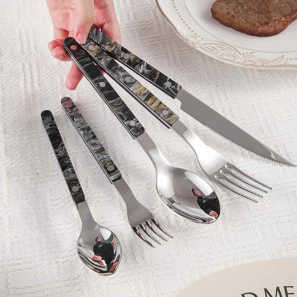 Set Of 10 Pcs Modern French Flatware - Bistrot Style Cutlery Silverware Set ( $4.9 Each ) by INSPECIAL HOME