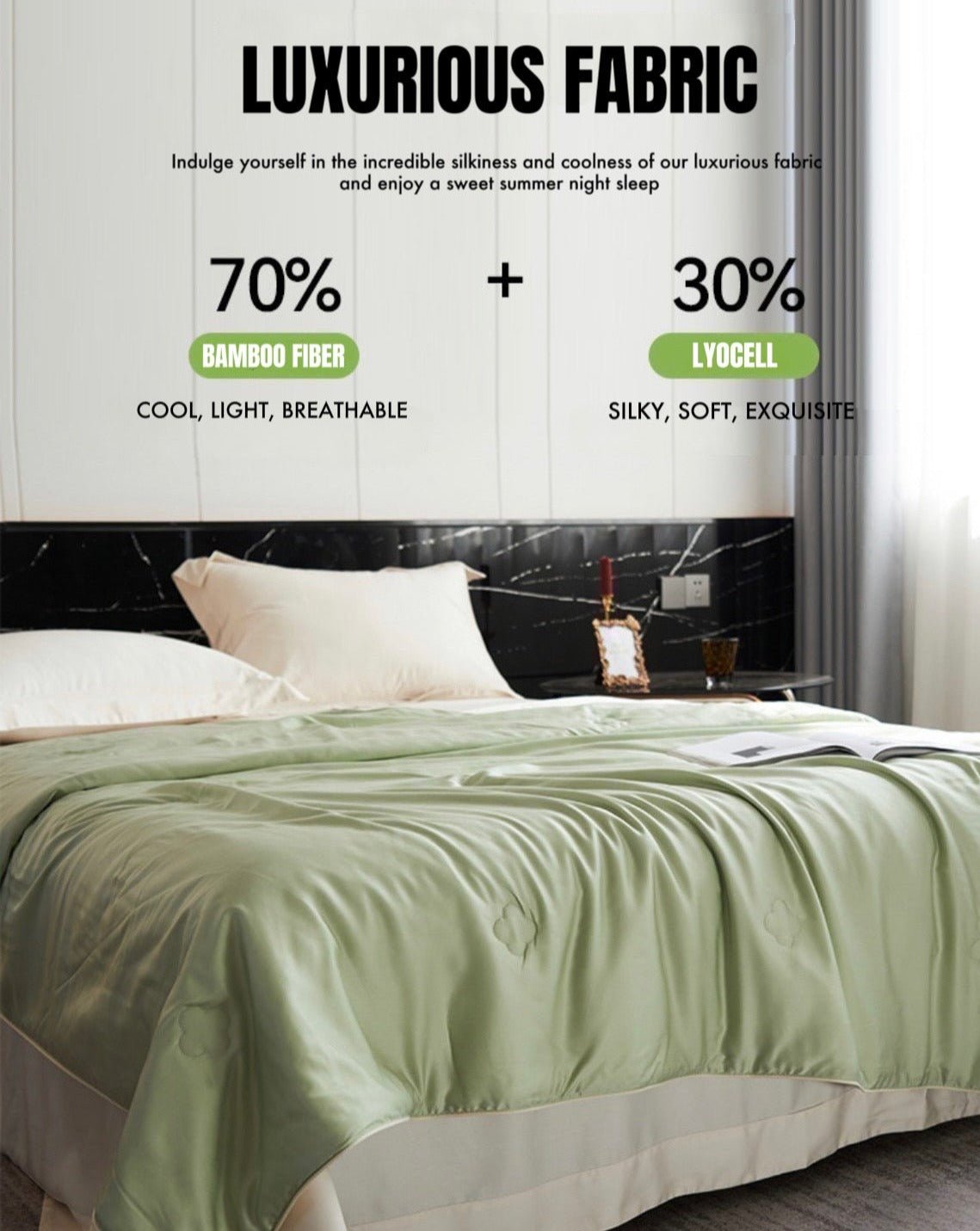 Silky Bamboo Fiber Cooling Blanket Duvet – Perfect for Hot Sleepers & Night Sweats
