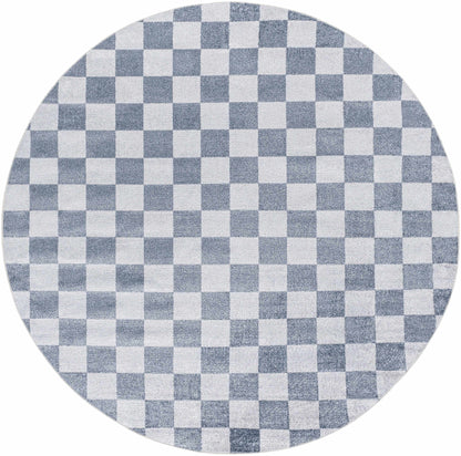 Alie Blue Gray Checkered Washable Rug