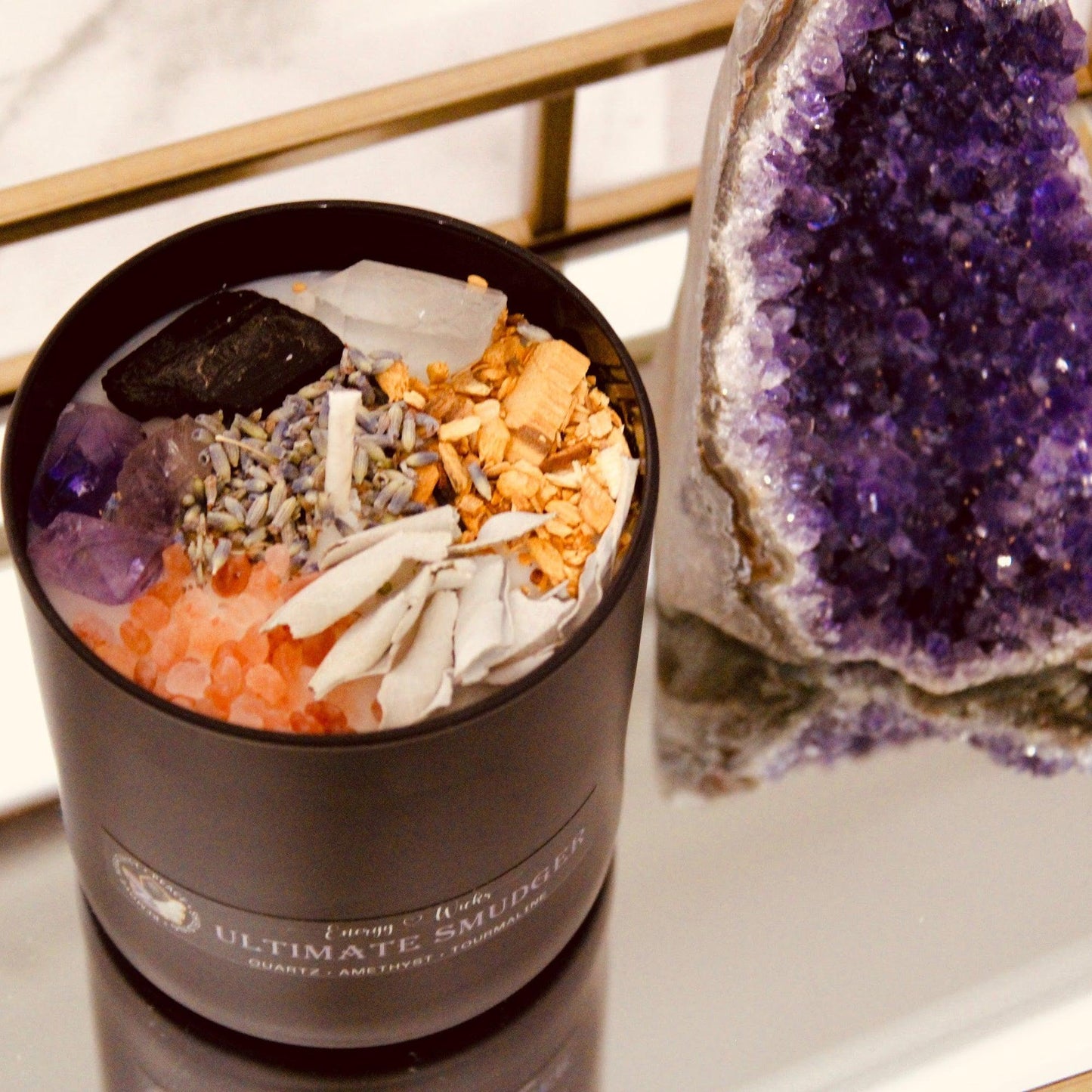 Ultimate Smudger Crystal Candle – Energy Cleansing & Protection