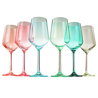 Colored Crystal Wine Glass Set of 6