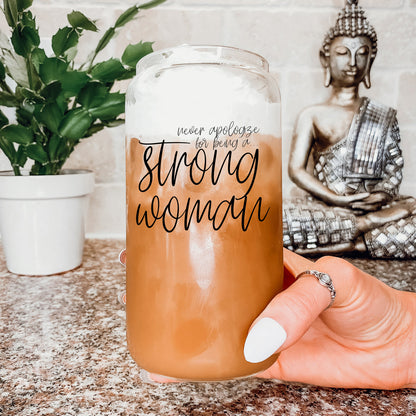 Strong Woman Glass Can