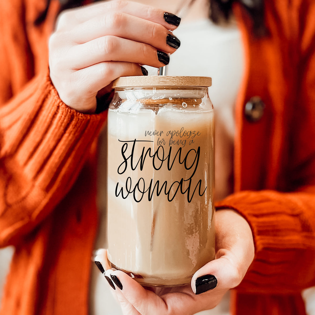 Strong Woman Glass Can