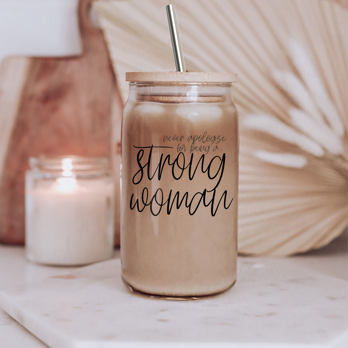 Strong Woman Glass Can