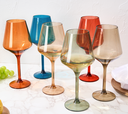 Colored Shatterproof Wine Glasses 15oz Set of 6