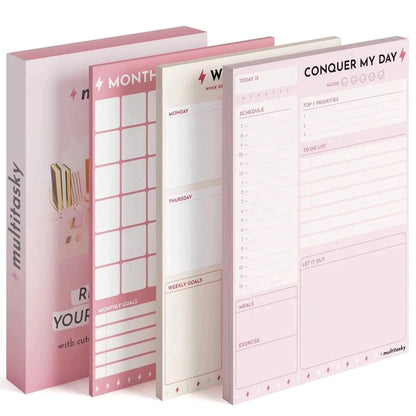 Vegan Leather Organizational Notebook A5 with Sticky Note Ruler