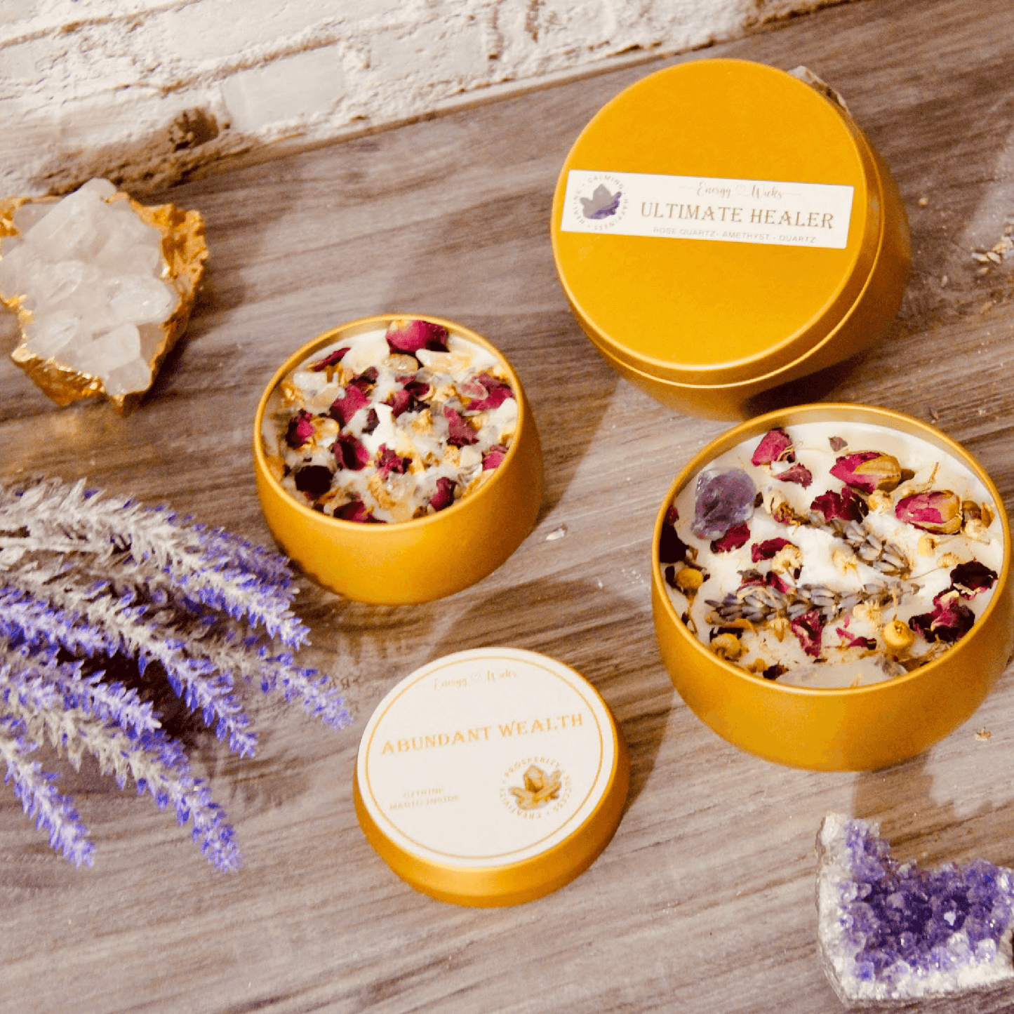 Wealth Crystal Intention Candle – Manifest Abundance & Prosperity