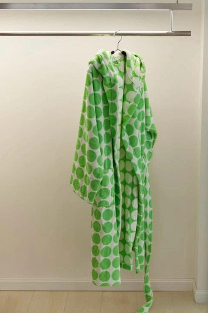 Whimsical Polka Dot Hooded Bath Robe - 100% Organic Long-stapled Cotton by INSPECIAL HOME